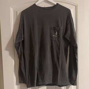 Trendy Gray Long Sleeve Tee with Pocket